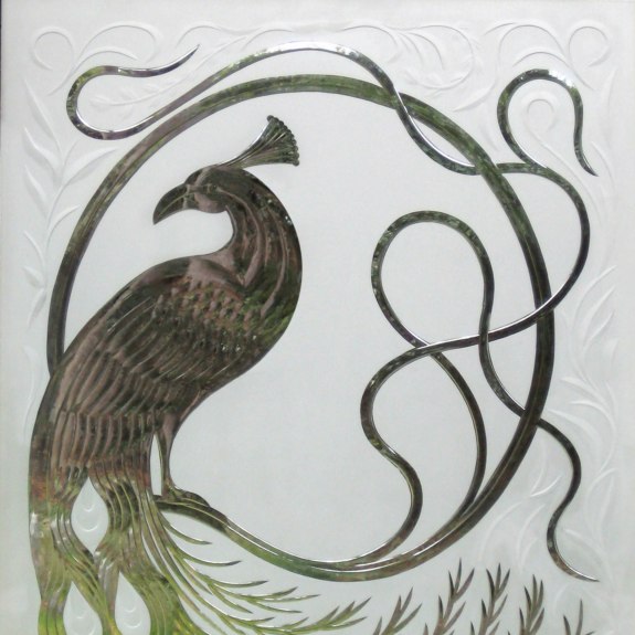 Peacock - from the Sandblast Etching portfolio | Ellison Art Glass